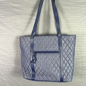 Vera Bradley Tote Bag Blue Gray Zip Closure Very Good‎ Condition